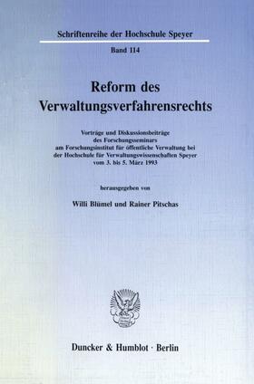 Blümel / Pitschas | Reform des Verwaltungsverfahrensrechts. | Buch | 978-3-428-07942-1 | sack.de