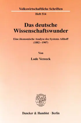 Vereeck |  Das deutsche Wissenschaftswunder. | Buch |  Sack Fachmedien