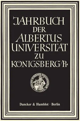 / |  Jahrbuch der Albertus-Universität zu Königsberg/Pr. | Buch |  Sack Fachmedien