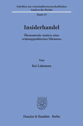 Lahmann |  Insiderhandel. | Buch |  Sack Fachmedien