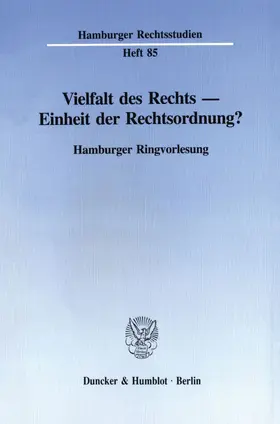 Schmidt |  Vielfalt des Rechts - Einheit der Rechtsordnung? | Buch |  Sack Fachmedien