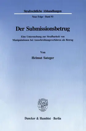 Satzger |  Der Submissionsbetrug. | Buch |  Sack Fachmedien