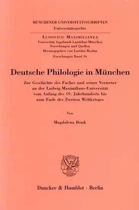 Bonk | Deutsche Philologie in München. | Buch | 978-3-428-08229-2 | www.sack.de