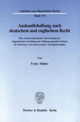Müller | Auskunftshaftung nach deutschem und englischem Recht. | Buch | 978-3-428-08259-9 | sack.de