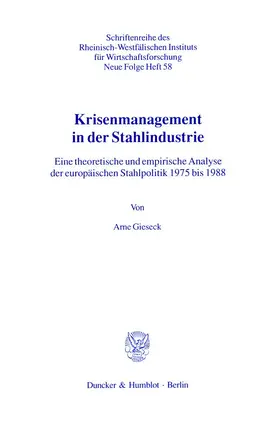 Gieseck |  Krisenmanagement in der Stahlindustrie. | Buch |  Sack Fachmedien