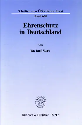 Stark |  Ehrenschutz in Deutschland. | Buch |  Sack Fachmedien