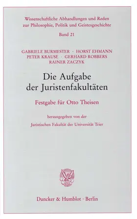 / |  Die Aufgabe der Juristenfakultäten. | Buch |  Sack Fachmedien