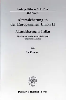 Klammer / Döring / Hauser |  Alterssicherung in der Europäischen Union II. | Buch |  Sack Fachmedien