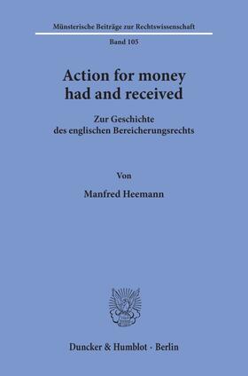 Heemann |  Action for money had and received. | Buch |  Sack Fachmedien