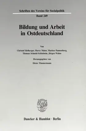 Timmermann |  Bildung und Arbeit in Ostdeutschland. | Buch |  Sack Fachmedien
