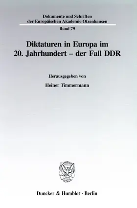 Timmermann |  Diktaturen in Europa im 20. Jahrhundert - der Fall DDR. | Buch |  Sack Fachmedien