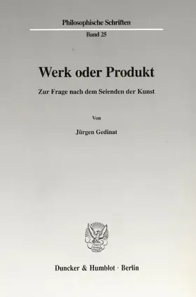 Gedinat |  Werk oder Produkt. | Buch |  Sack Fachmedien