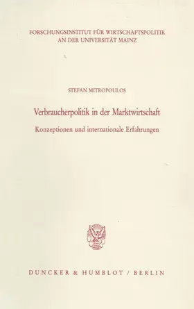 Mitropoulos |  Verbraucherpolitik in der Marktwirtschaft. | Buch |  Sack Fachmedien