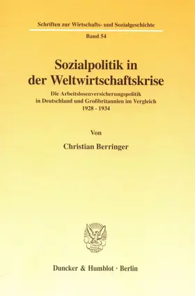 Berringer |  Sozialpolitik in der Weltwirtschaftskrise. | Buch |  Sack Fachmedien