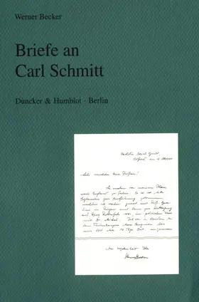 Tommissen / Becker |  Briefe an Carl Schmitt. | Buch |  Sack Fachmedien