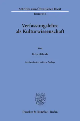 Häberle |  Verfassungslehre als Kulturwissenschaft. | Buch |  Sack Fachmedien