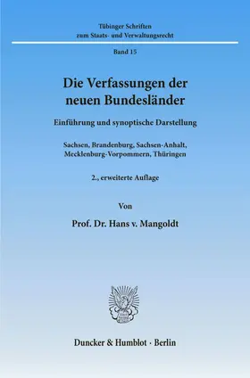 Mangoldt |  Die Verfassungen der neuen Bundesländer | Buch |  Sack Fachmedien