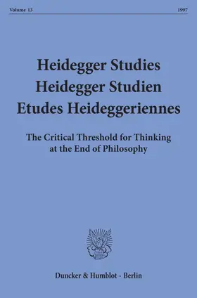 Emad / Herrmann / Maly |  Heidegger Studies - Heidegger Studien - Etudes Heideggeriennes. | Buch |  Sack Fachmedien