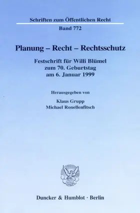 Grupp / Ronellenfitsch |  Planung - Recht - Rechtsschutz. | Buch |  Sack Fachmedien