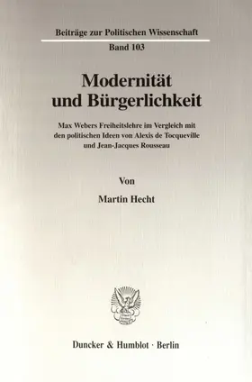 Hecht |  Modernität und Bürgerlichkeit. | Buch |  Sack Fachmedien