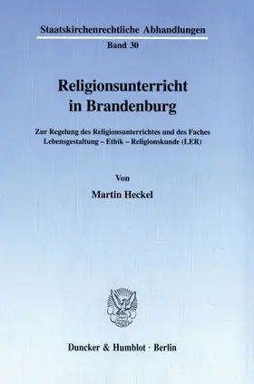 Heckel |  Religionsunterricht in Brandenburg. | Buch |  Sack Fachmedien