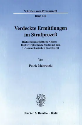 Makrutzki | Verdeckte Ermittlungen im Strafprozeß. | Buch | 978-3-428-09598-8 | www.sack.de