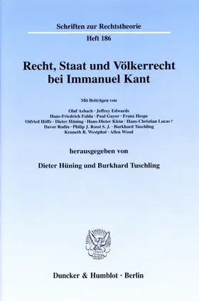 Hüning / Tuschling |  Recht, Staat und Völkerrecht bei Immanuel Kant. | Buch |  Sack Fachmedien