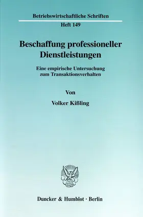 Kißling |  Beschaffung professioneller Dienstleistungen. | Buch |  Sack Fachmedien