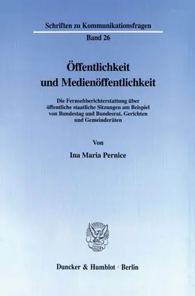 Pernice |  Öffentlichkeit und Medienöffentlichkeit. | Buch |  Sack Fachmedien
