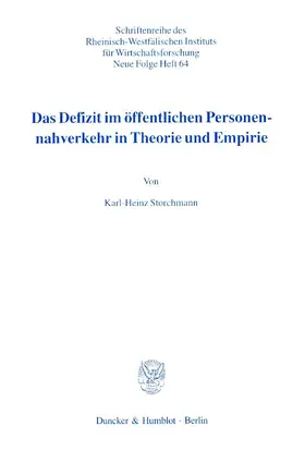 Storchmann |  Das Defizit im öffentlichen Personennahverkehr in Theorie und Empirie. | Buch |  Sack Fachmedien