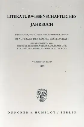 Berchem / Kapp / Link |  Literaturwissenschaftliches Jahrbuch. | Buch |  Sack Fachmedien