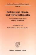 Lübke / Grossekettler |  Beiträge zur Finanz- und Wirtschaftspolitik. | Buch |  Sack Fachmedien