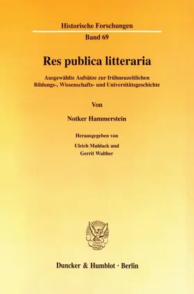 Hammerstein / Muhlack / Walther |  Res publica litteraria. | Buch |  Sack Fachmedien