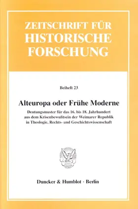 Schorn-Schütte |  Alteuropa oder Frühe Moderne? | Buch |  Sack Fachmedien