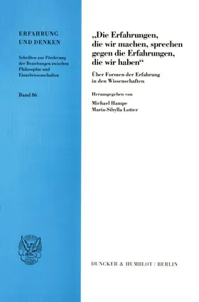 Hampe / Lotter |  "Die Erfahrungen, die wir machen, sprechen gegen die Erfahrungen, die wir haben". | Buch |  Sack Fachmedien