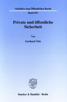 Nitz |  Private und öffentliche Sicherheit. | Buch |  Sack Fachmedien