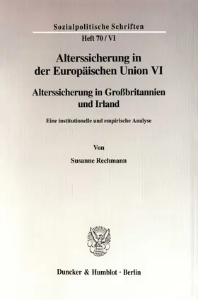 Rechmann / Döring / Hauser |  Alterssicherung in der Europäischen Union VI. | Buch |  Sack Fachmedien