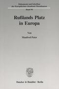 Peter |  Rußlands Platz in Europa. | Buch |  Sack Fachmedien