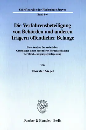 Siegel |  Die Verfahrensbeteiligung von Behörden und anderen Trägern öffentlicher Belange. | Buch |  Sack Fachmedien