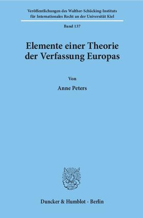 Peters |  Elemente einer Theorie der Verfassung Europas. | Buch |  Sack Fachmedien