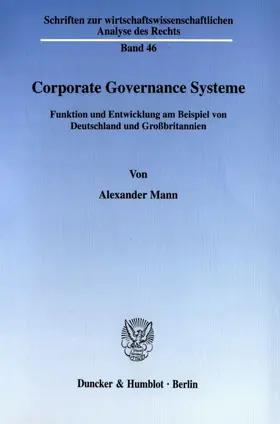 Mann |  Corporate Governance Systeme. | Buch |  Sack Fachmedien