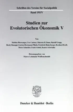 Lehmann-Waffenschmidt |  Studien zur Evolutorischen Ökonomik V. | Buch |  Sack Fachmedien