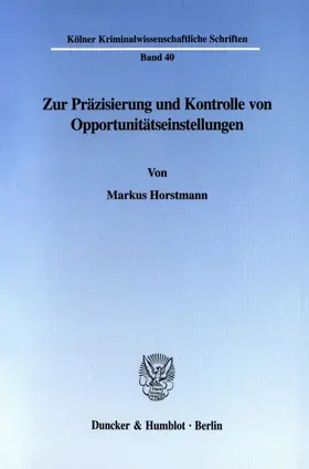 Horstmann |  Zur Präzisierung und Kontrolle von Opportunitätseinstellungen. | Buch |  Sack Fachmedien