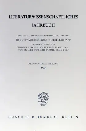 Berchem / Kapp / Link |  Literaturwissenschaftliches Jahrbuch. | Buch |  Sack Fachmedien