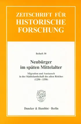 Schwinges |  Neubürger im späten Mittelalter | Buch |  Sack Fachmedien