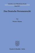 Thieme |  Das Deutsche Personenrecht. | Buch |  Sack Fachmedien