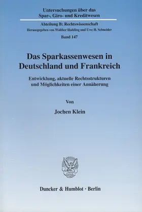 Klein |  Das Sparkassenwesen in Deutschland und Frankreich. | Buch |  Sack Fachmedien
