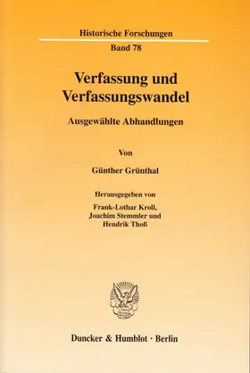 Grünthal / Kroll / Stemmler |  Verfassung und Verfassungswandel. | Buch |  Sack Fachmedien