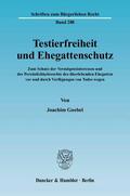 Goebel |  Testierfreiheit und Ehegattenschutz. | Buch |  Sack Fachmedien