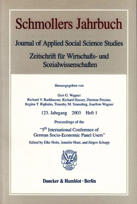 Holst / Hunt / Schupp |  Proceedings of the "5th International Conference of German Socio-Economic Panel Users". | Buch |  Sack Fachmedien